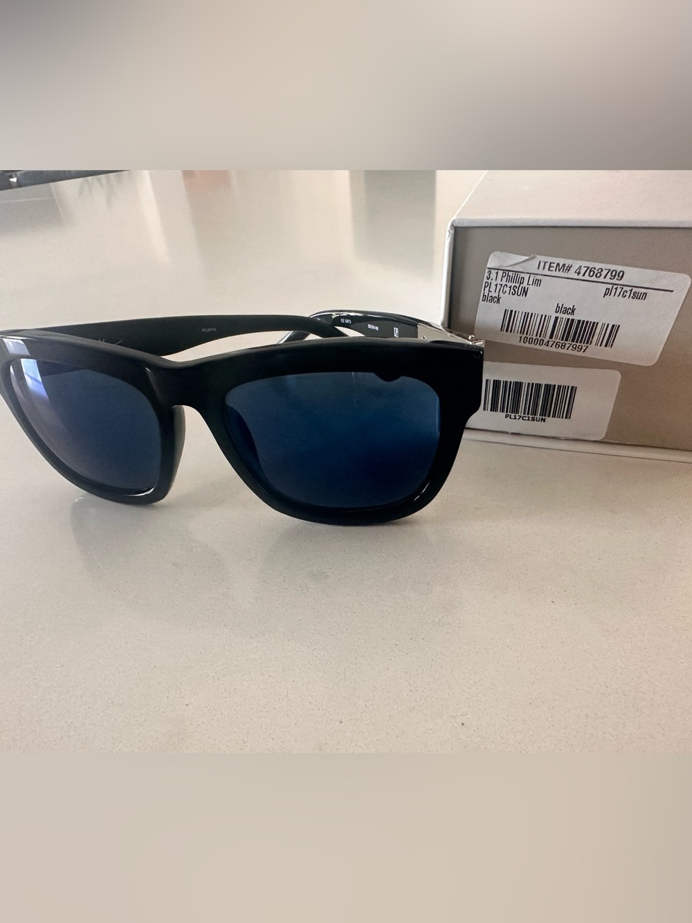 3.1 Phillip Lim Black Sunglasses with Blue Lenses